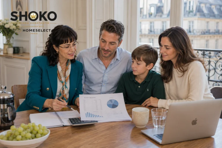 Expat family reviewing their Paris cost of living budget together