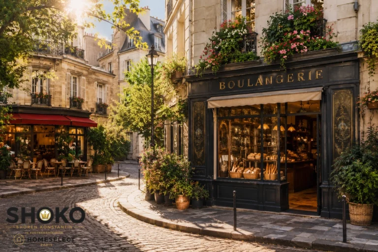 Charming Parisian residential street with boulangerie and bistro — practical daily life guide for expats living in Paris