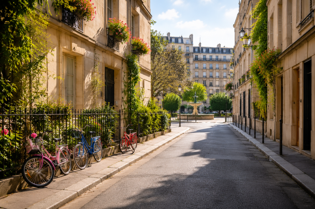 Charming Paris residential street in a family-friendly arrondissement near international schools — guide for international families choosing neighborhoods in Paris